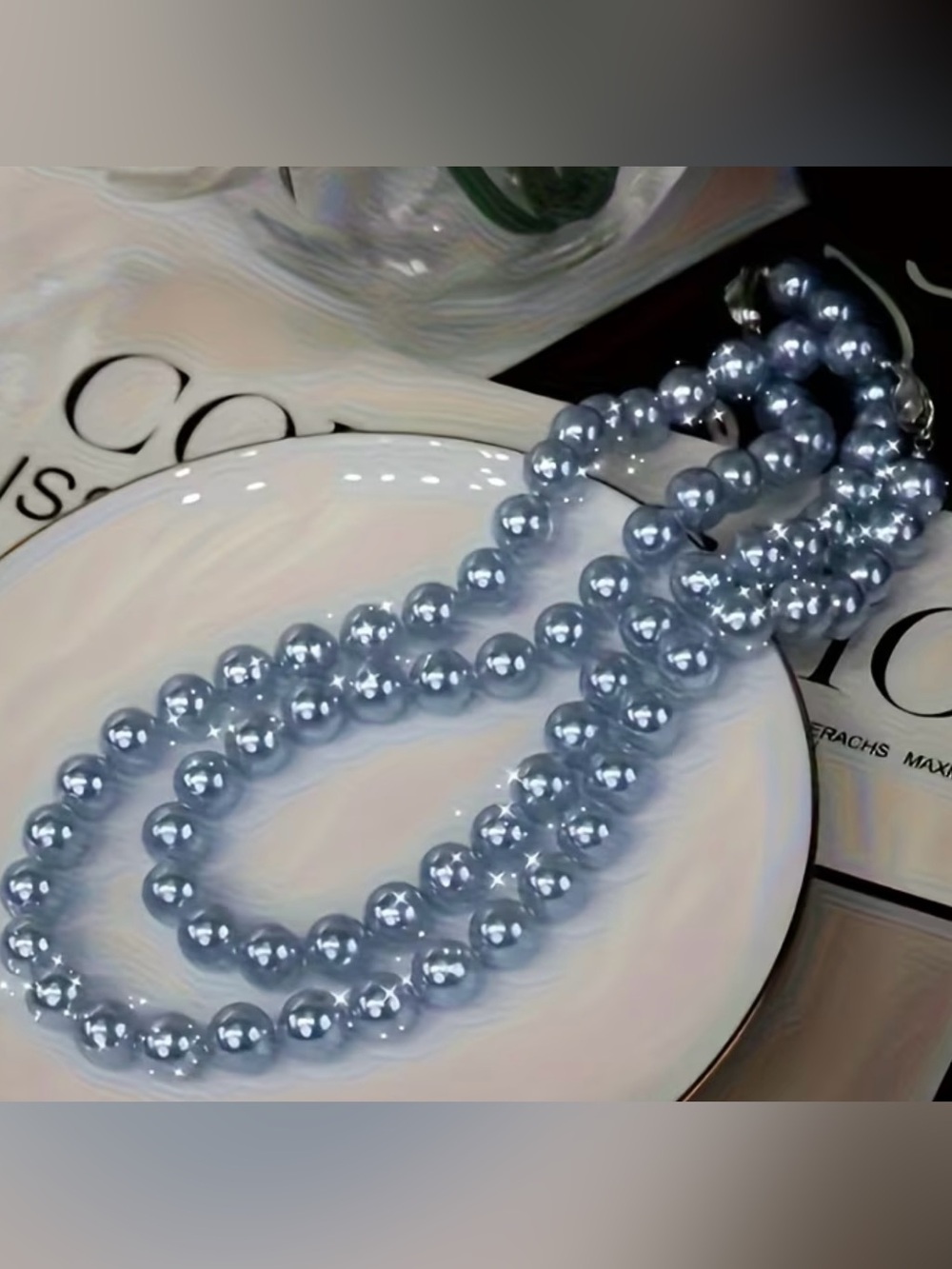 Chic Light Blue Pearl Necklace - Women Jewelry